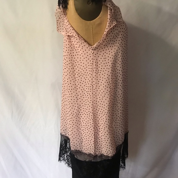 NWOT Lu & Lu Pink Polka Dot Cocktail Dress with Lace detail - Size S - Picture 4 of 7